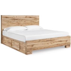 Signature Design by Ashley Hyanna Rustic Full Platform Bed with 2 Side Storage Drawer, Foundation or Box Spring Not Needed, Light Brown(King)
