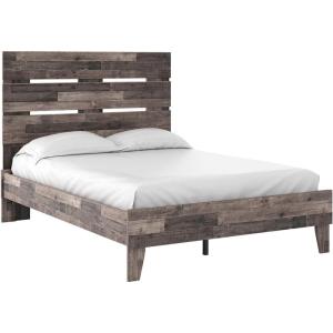 Signature Design by Ashley Neilsville Vintage Full Panel Platform Bed in a Box, Foundation or Box Spring Not Needed, Gray(Multi Gray)