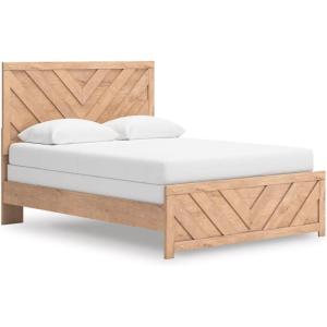Signature Design by Ashley Sanginlane Farmhouse Queen Panel Bed, Foundation or Box Spring Needed, Light Brown
