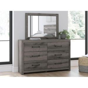 Signature Design by Ashley Urbanoore Industrial Panel Storage Bed, Foundation or Box Spring Not Needed, Full, Gray(Dresser and Mirror)