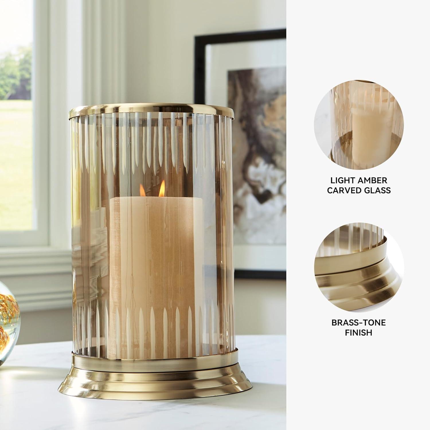 imageSignature Design by Ashley Aavinson Traditional 1188 Glass Candle Holder Metallic amp Clear1188