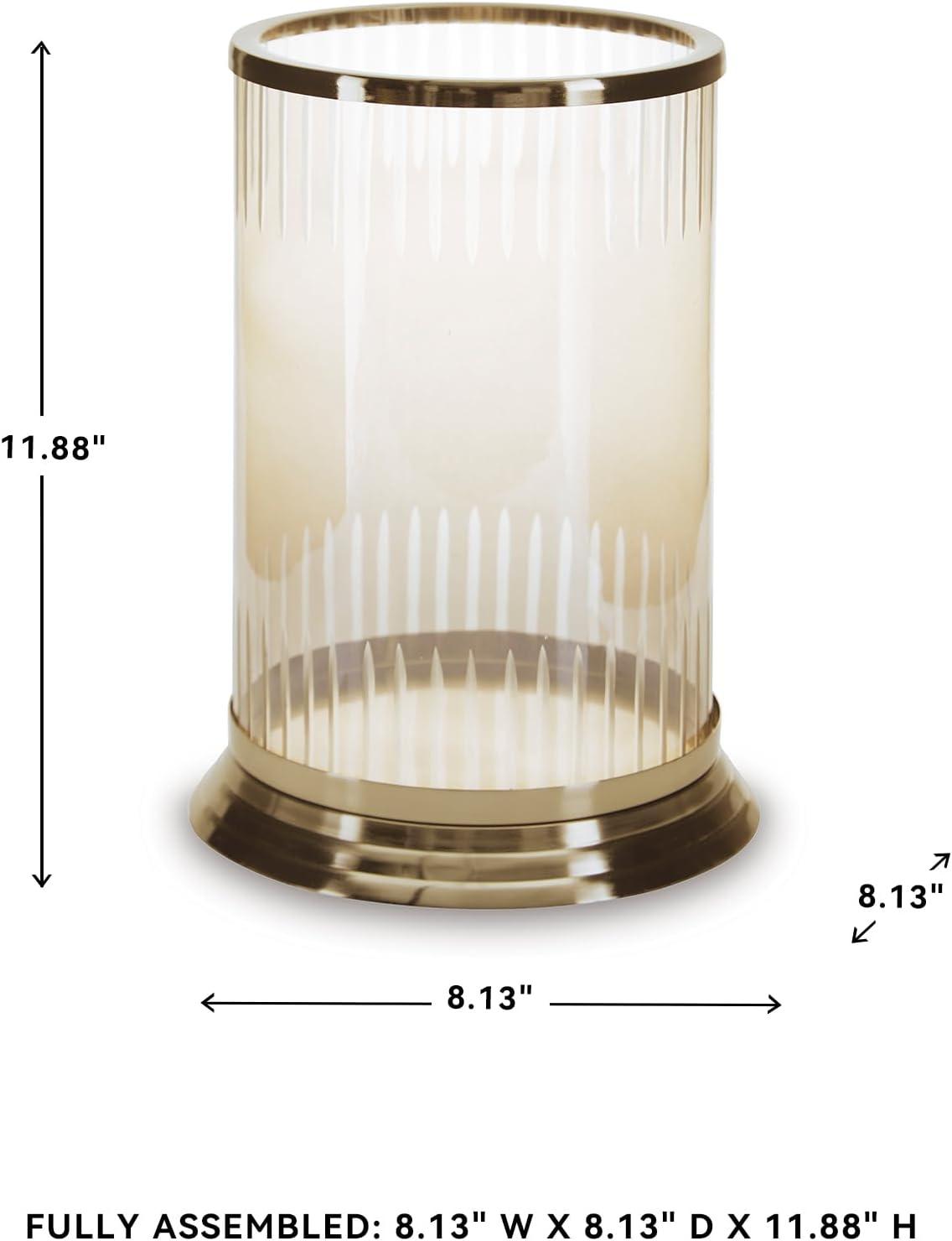 imageSignature Design by Ashley Aavinson Traditional 1188 Glass Candle Holder Metallic amp Clear1188