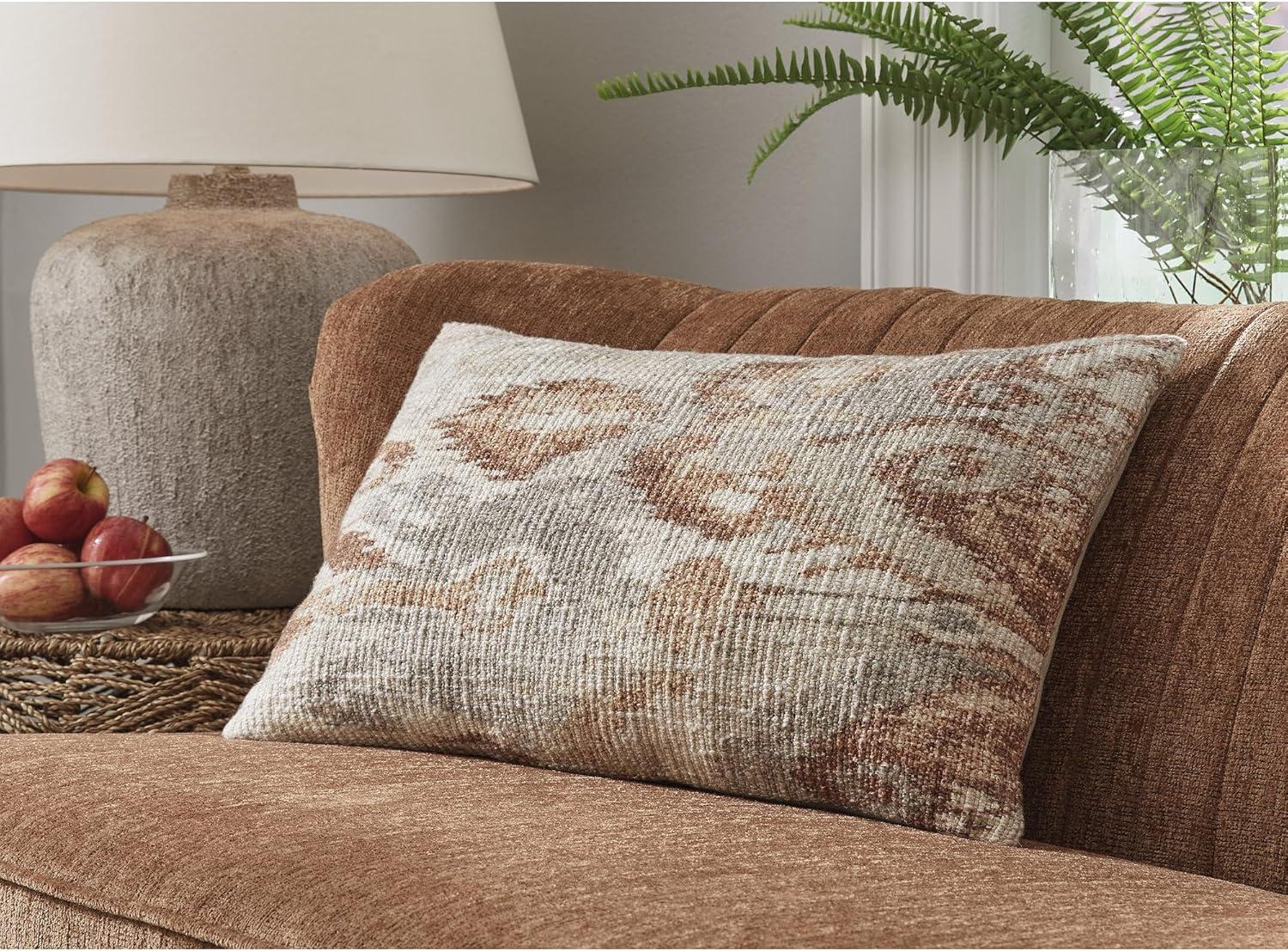 imageSignature Design by Ashley Aprover Contemporary Indoor Ikat 22 x 14 Inches Pillow with Zipper Closure Red amp Light Gray