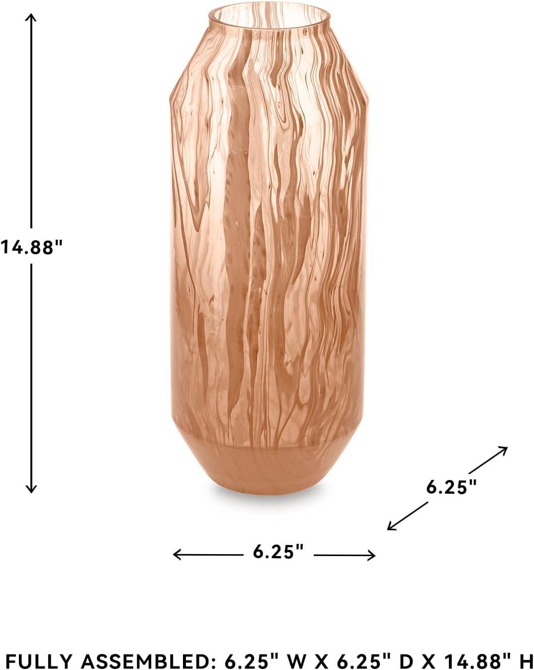 imageSignature Design by Ashley Dushby Art Deco Indoor Abstract Patterned Glass Vase PinkMedium