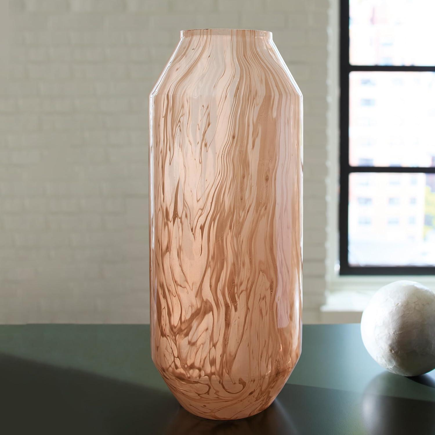 imageSignature Design by Ashley Dushby Art Deco Indoor Abstract Patterned Glass Vase PinkMedium