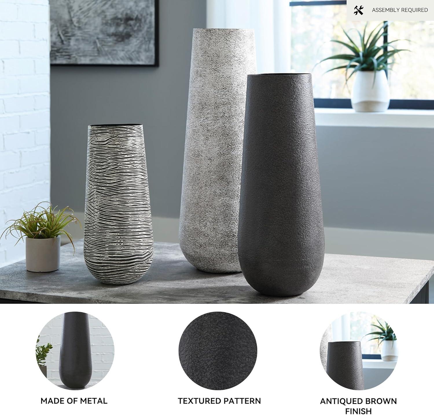 imageSignature Design by Ashley Fynn 21 Contemporary Metal Vase Antique WhiteDark Brown