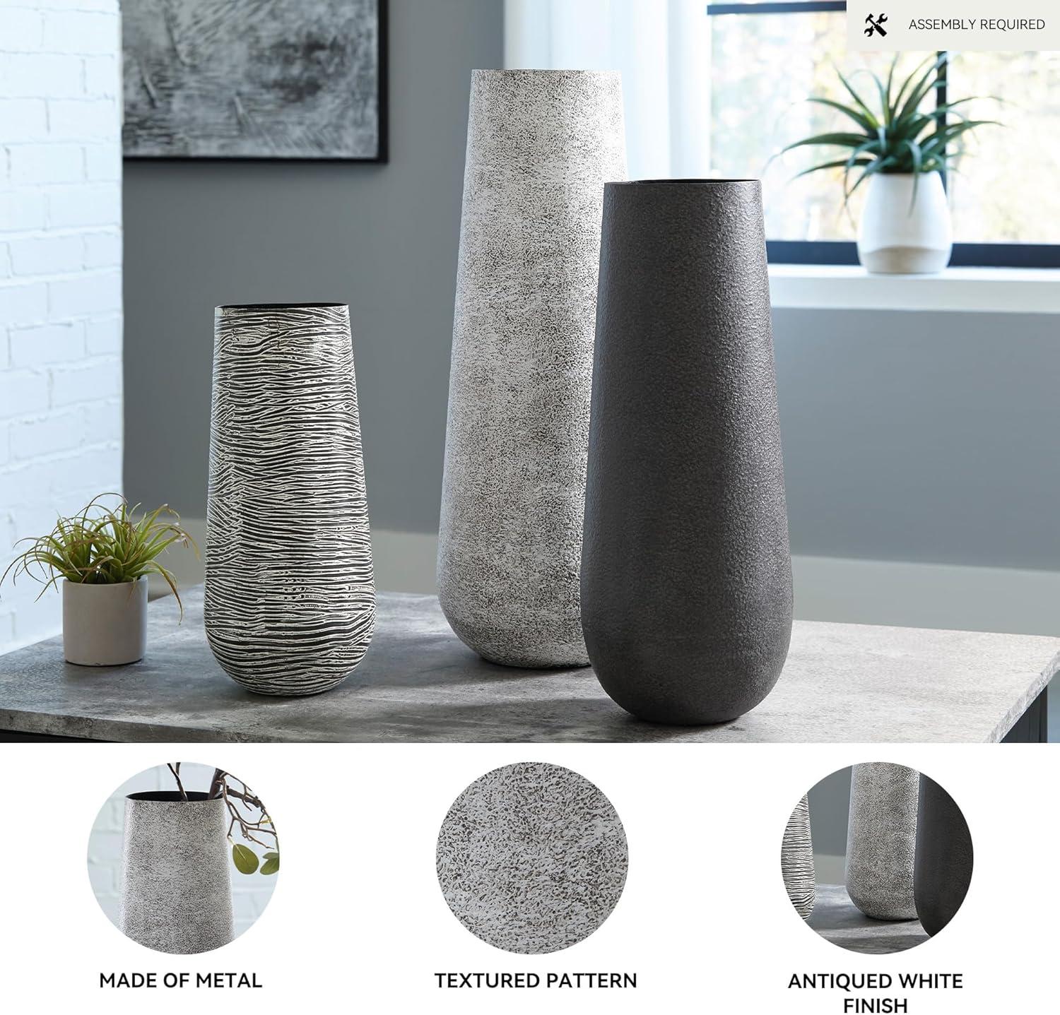 imageSignature Design by Ashley Fynn 21 Contemporary Metal Vase Antique WhiteWhite