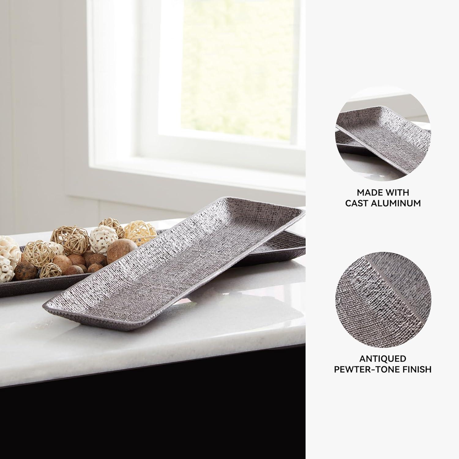 imageSignature Design by Ashley Garekton Casual Table Top Tray Set Set of 2 Silver