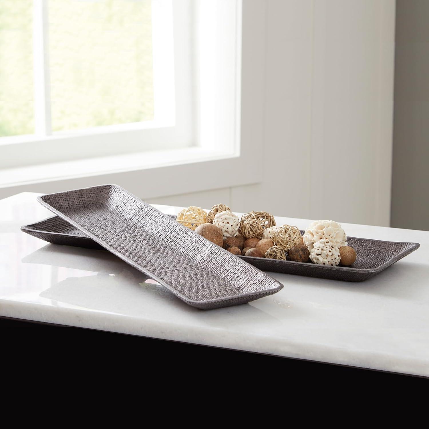 imageSignature Design by Ashley Garekton Casual Table Top Tray Set Set of 2 Silver