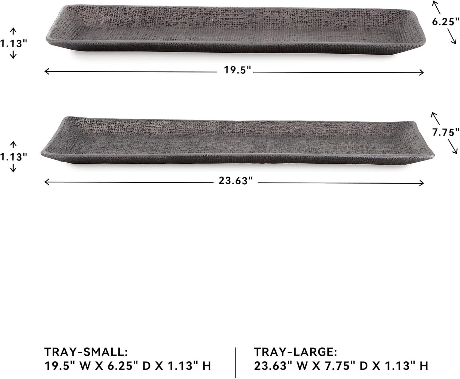 imageSignature Design by Ashley Garekton Casual Table Top Tray Set Set of 2 Silver