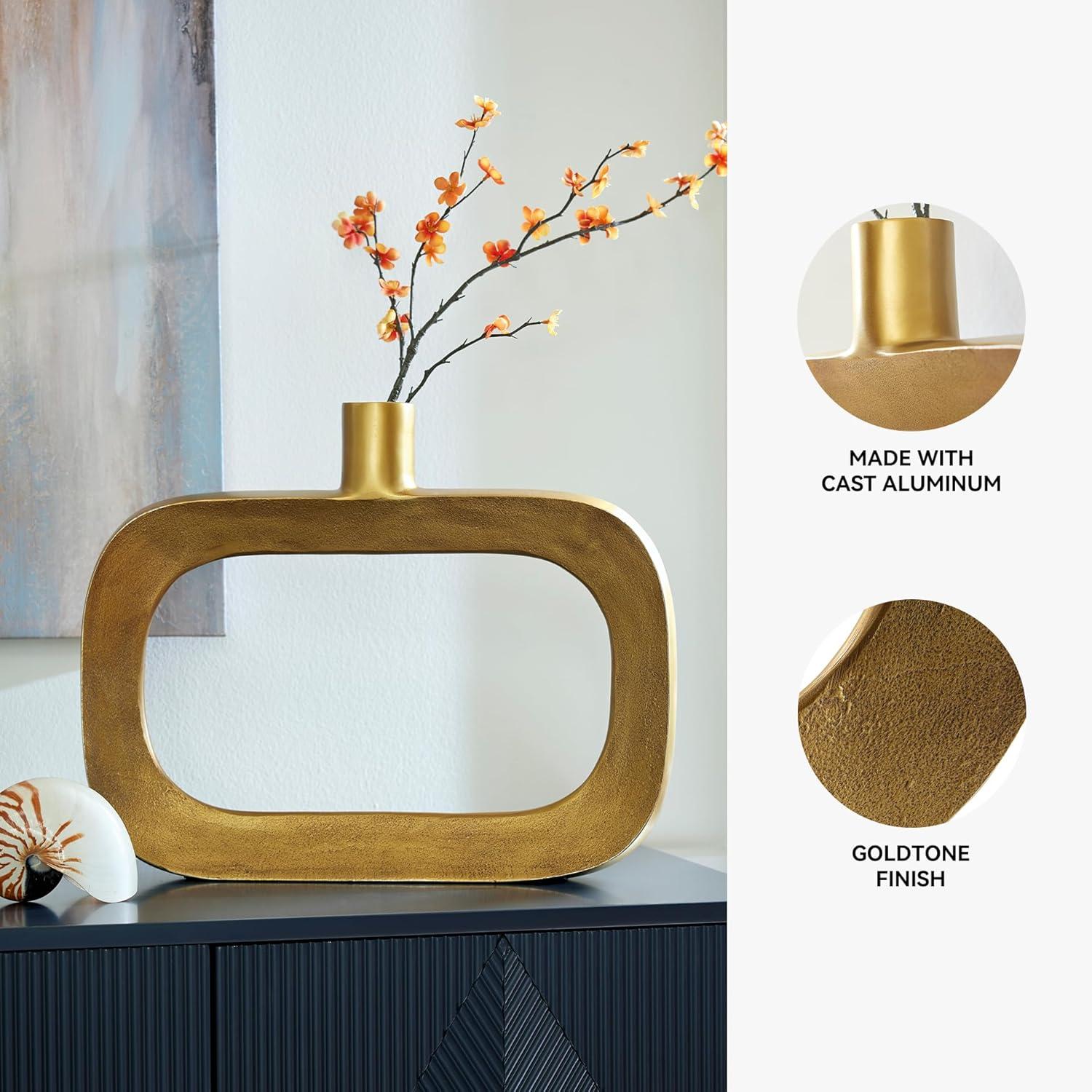 imageSignature Design by Ashley Lawtonville Glam Indoor Metal Vase MetallicLarge