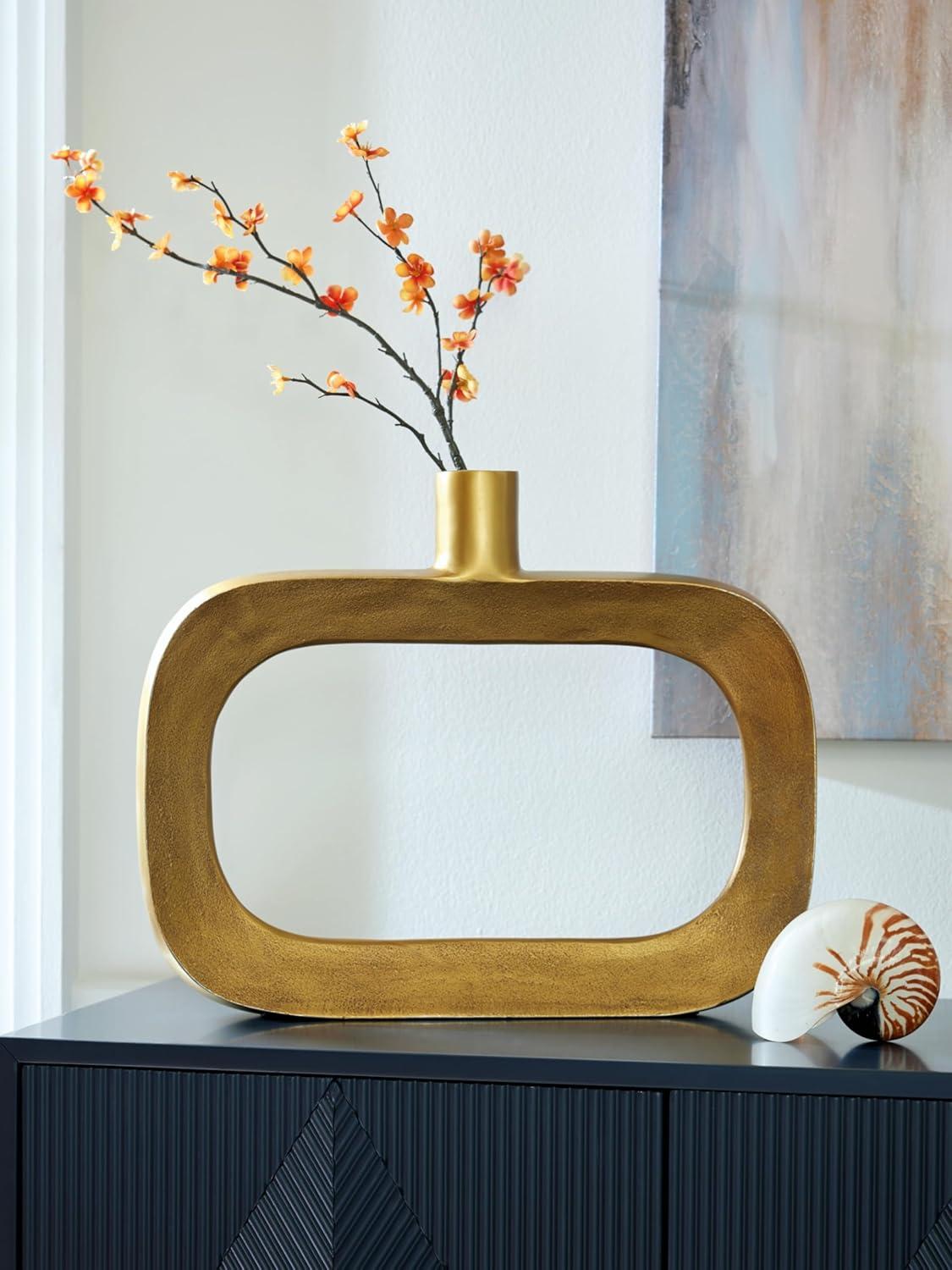 imageSignature Design by Ashley Lawtonville Glam Indoor Metal Vase MetallicLarge