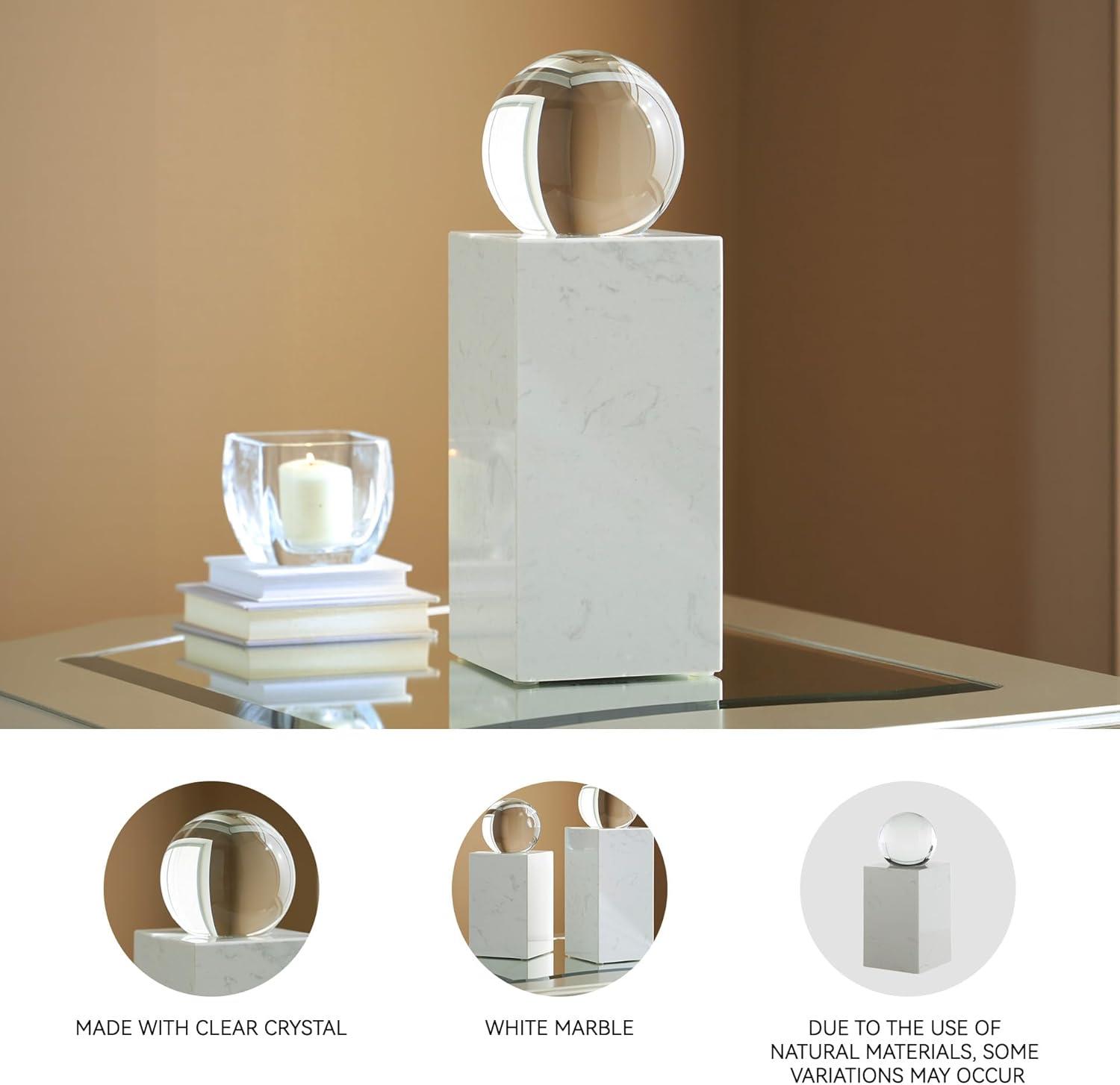 imageSignature Design by Ashley Sellner Contemporary Marble and Crystal Sculpture WhiteLarge