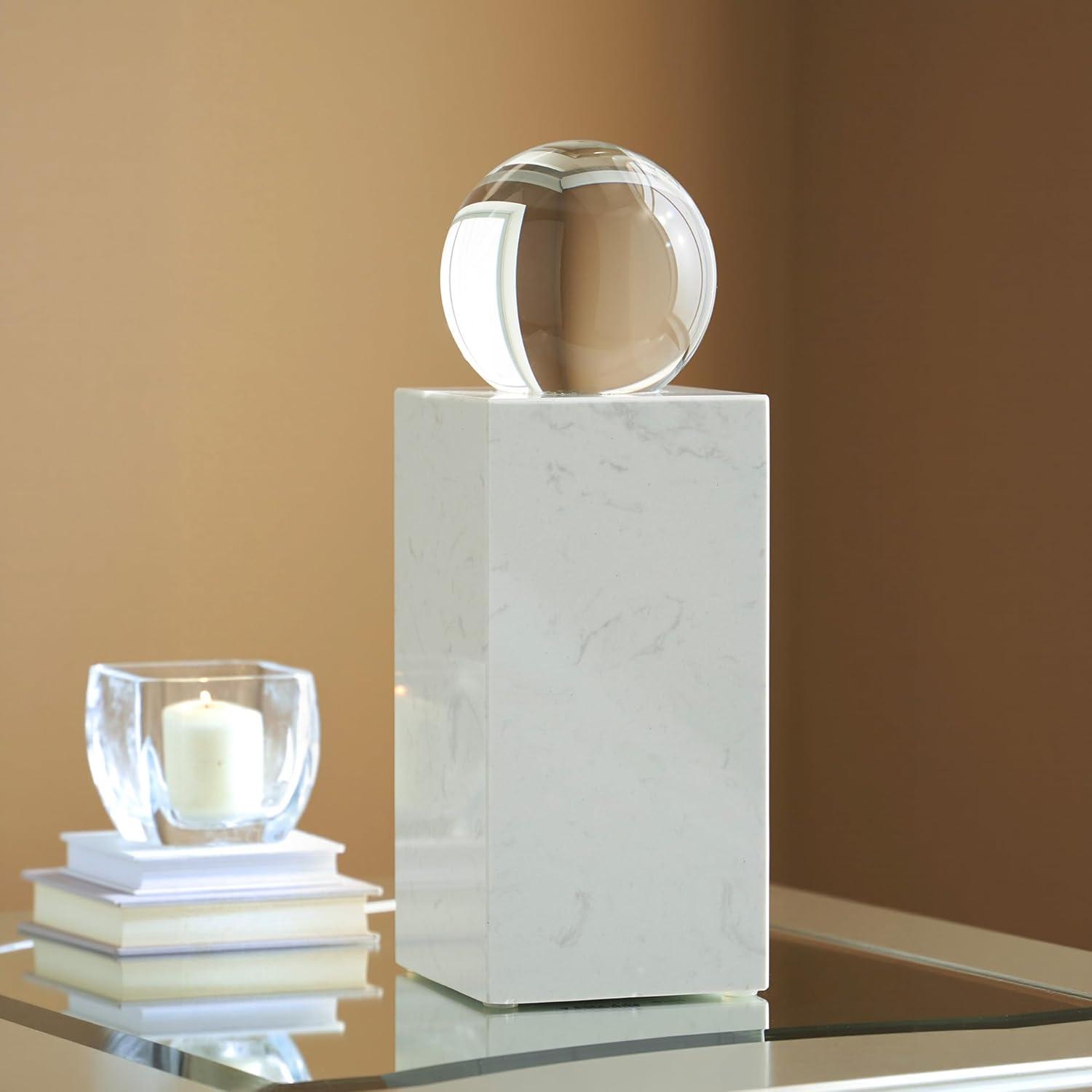 imageSignature Design by Ashley Sellner Contemporary Marble and Crystal Sculpture WhiteLarge