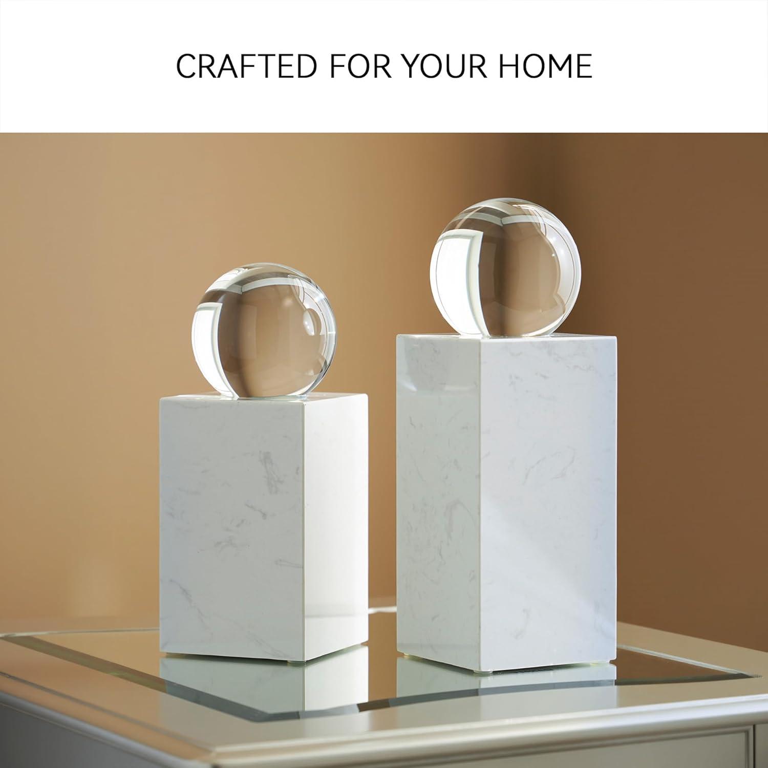 imageSignature Design by Ashley Sellner Contemporary Marble and Crystal Sculpture WhiteLarge