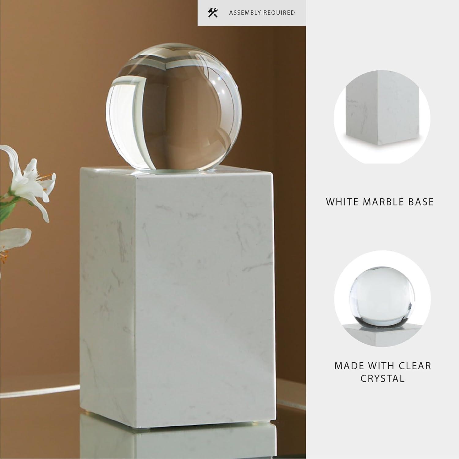 imageSignature Design by Ashley Sellner Contemporary Marble and Crystal Sculpture WhiteMedium