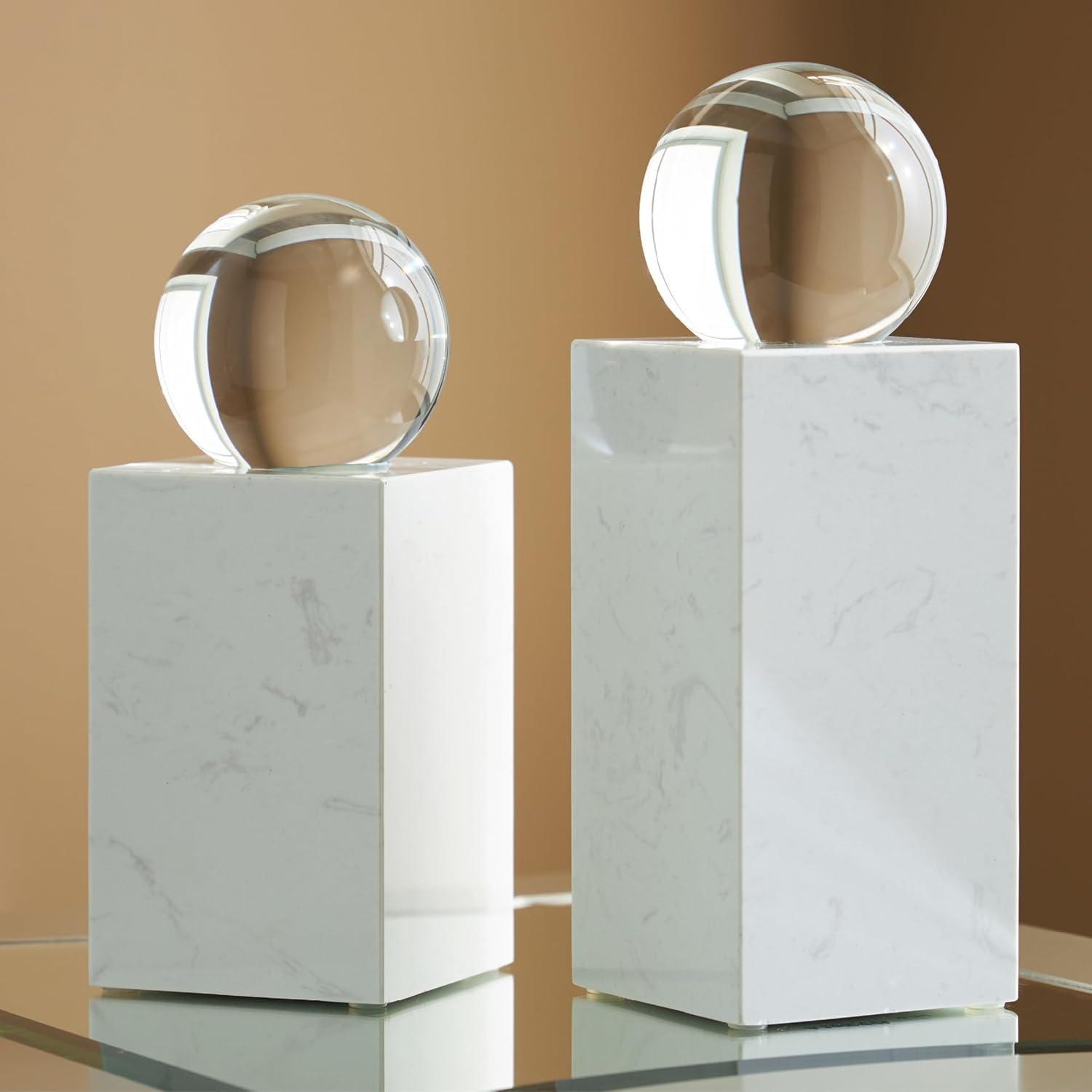 imageSignature Design by Ashley Sellner Contemporary Marble and Crystal Sculpture WhiteMedium