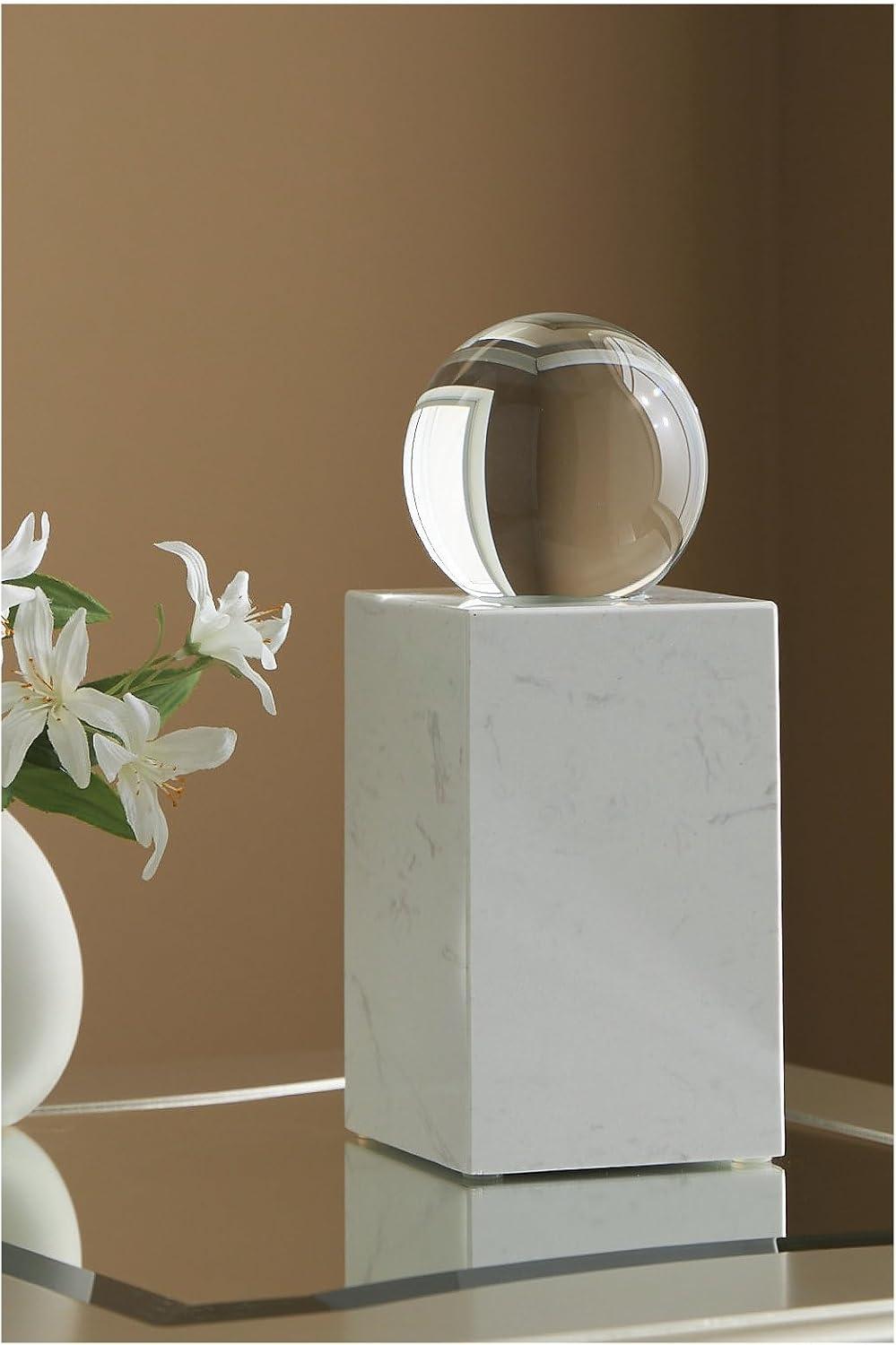 imageSignature Design by Ashley Sellner Contemporary Marble and Crystal Sculpture WhiteMedium
