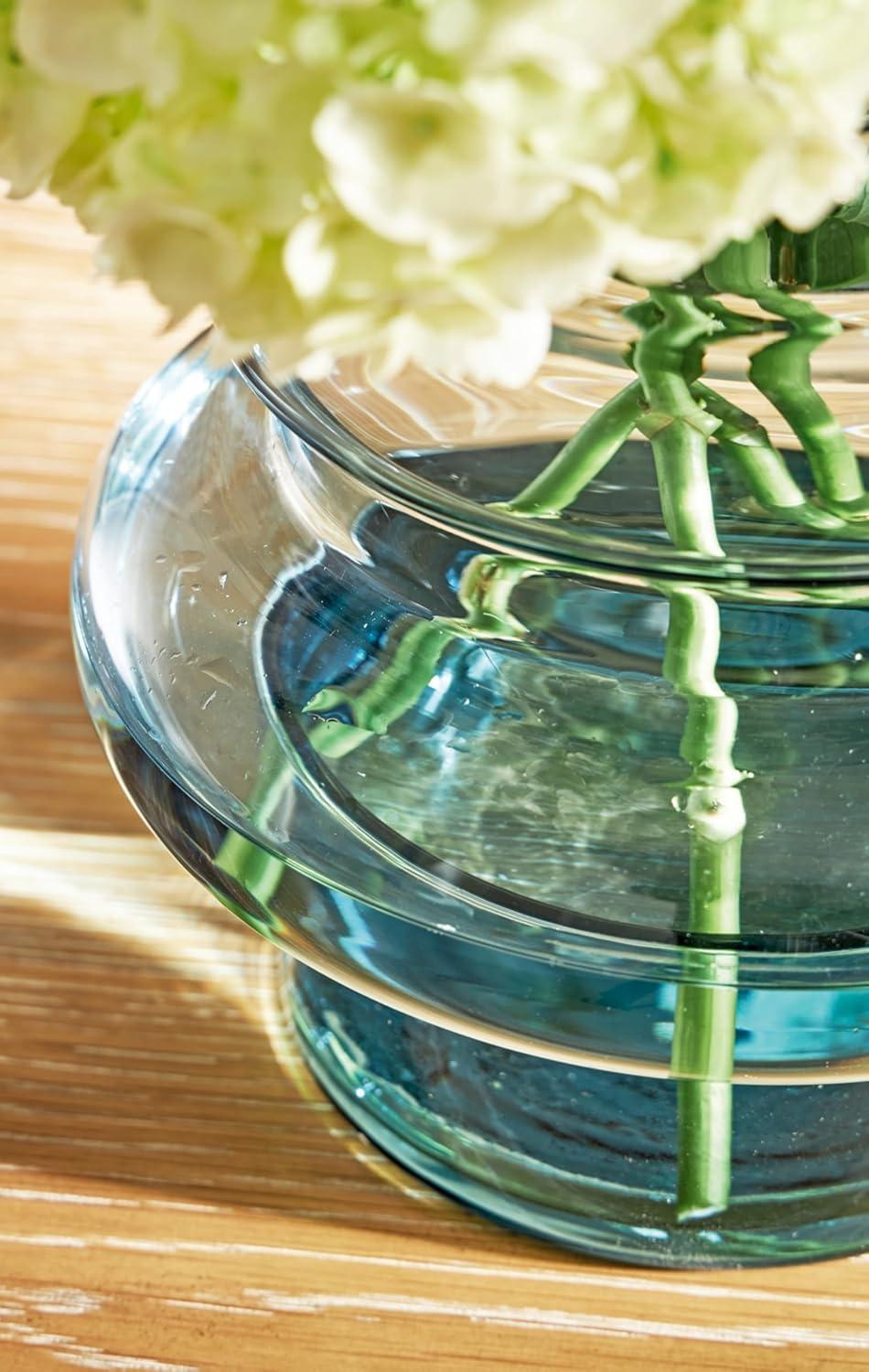 imageSignature Design by Ashley Vallmen Minimalist Watertight Glass 7 Vase with Wide Mouth Light Blue