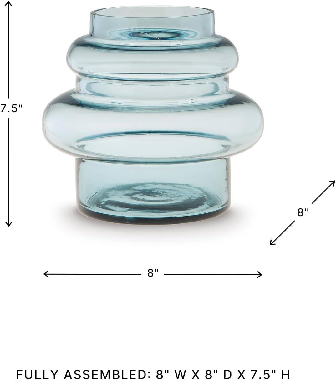 imageSignature Design by Ashley Vallmen Minimalist Watertight Glass 7 Vase with Wide Mouth Light Blue