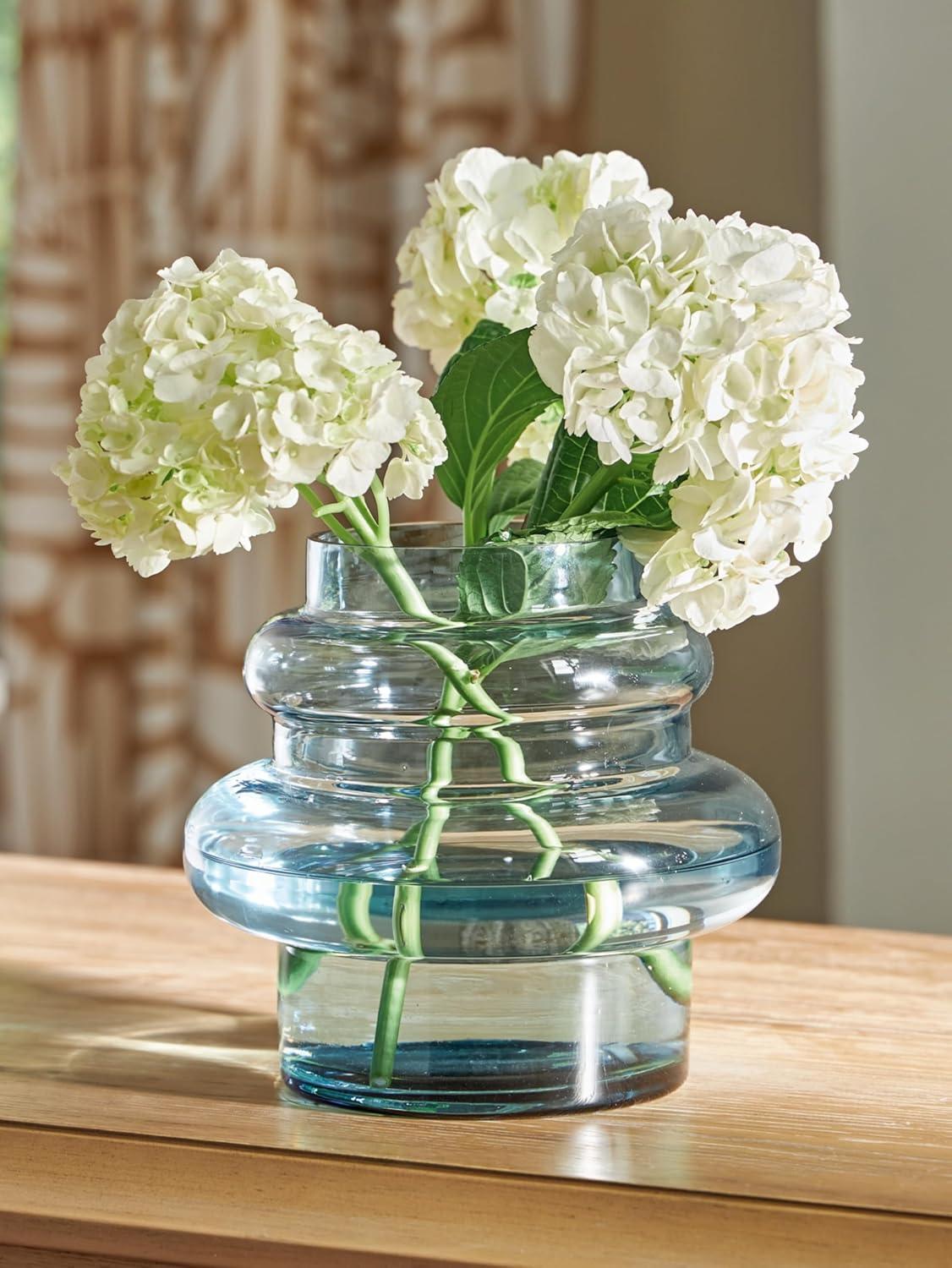 imageSignature Design by Ashley Vallmen Minimalist Watertight Glass 7 Vase with Wide Mouth Light Blue