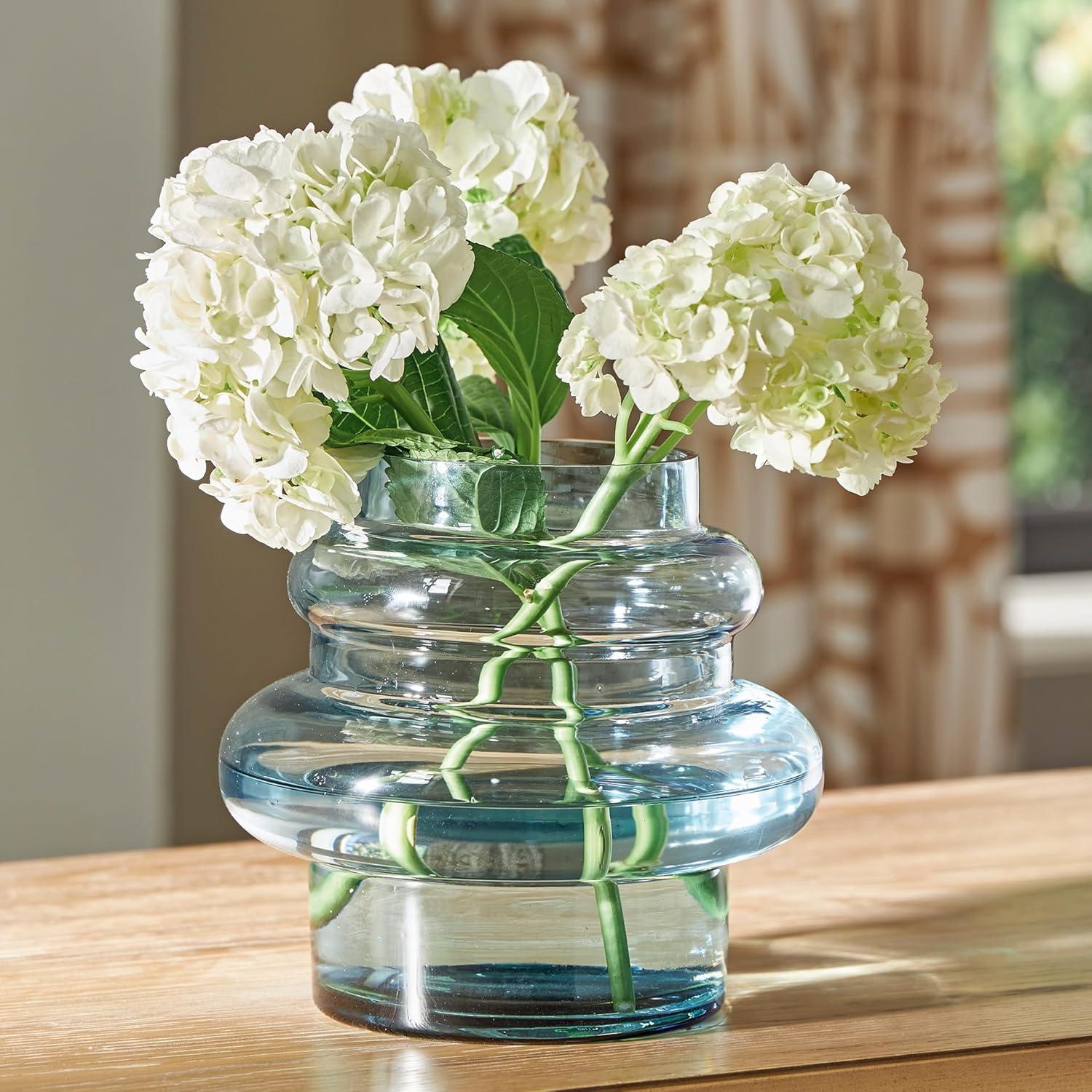 imageSignature Design by Ashley Vallmen Minimalist Watertight Glass 7 Vase with Wide Mouth Light Blue