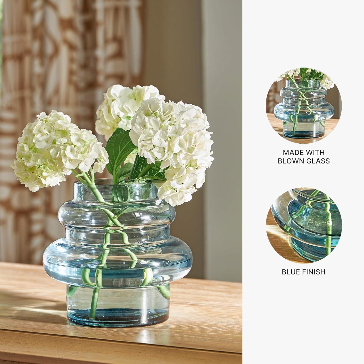 imageSignature Design by Ashley Vallmen Minimalist Watertight Glass 7 Vase with Wide Mouth Light Blue