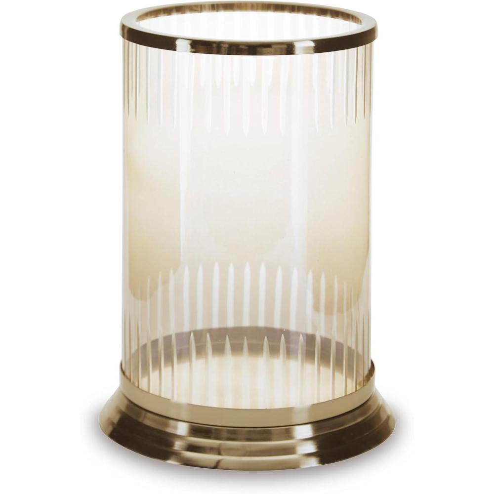 imageSignature Design by Ashley Aavinson Traditional 1188 Glass Candle Holder Metallic amp Clear1188