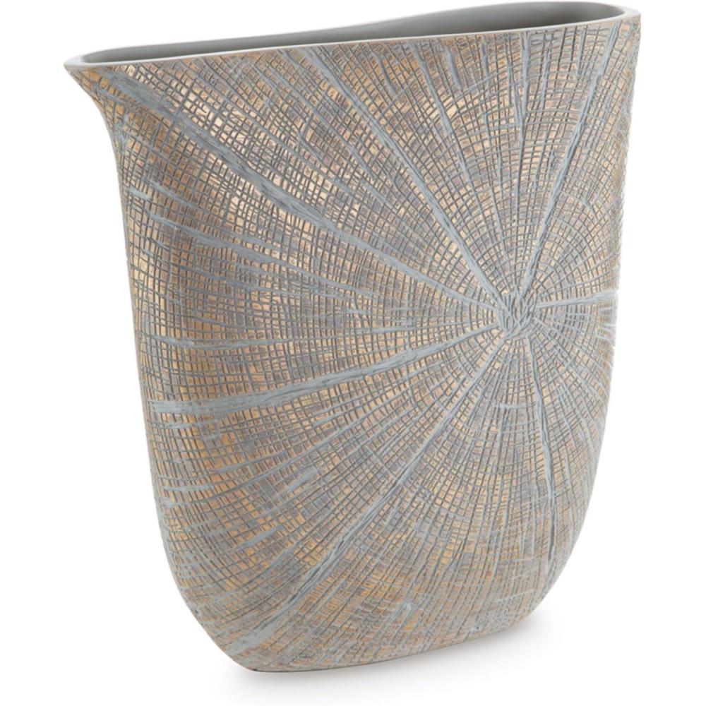 imageSignature Design by Ashley Ardenley Contemporary Starburst Patterned Polyresin 1463 Vase for Home Decor Gray amp MetallicMetallic  Gray