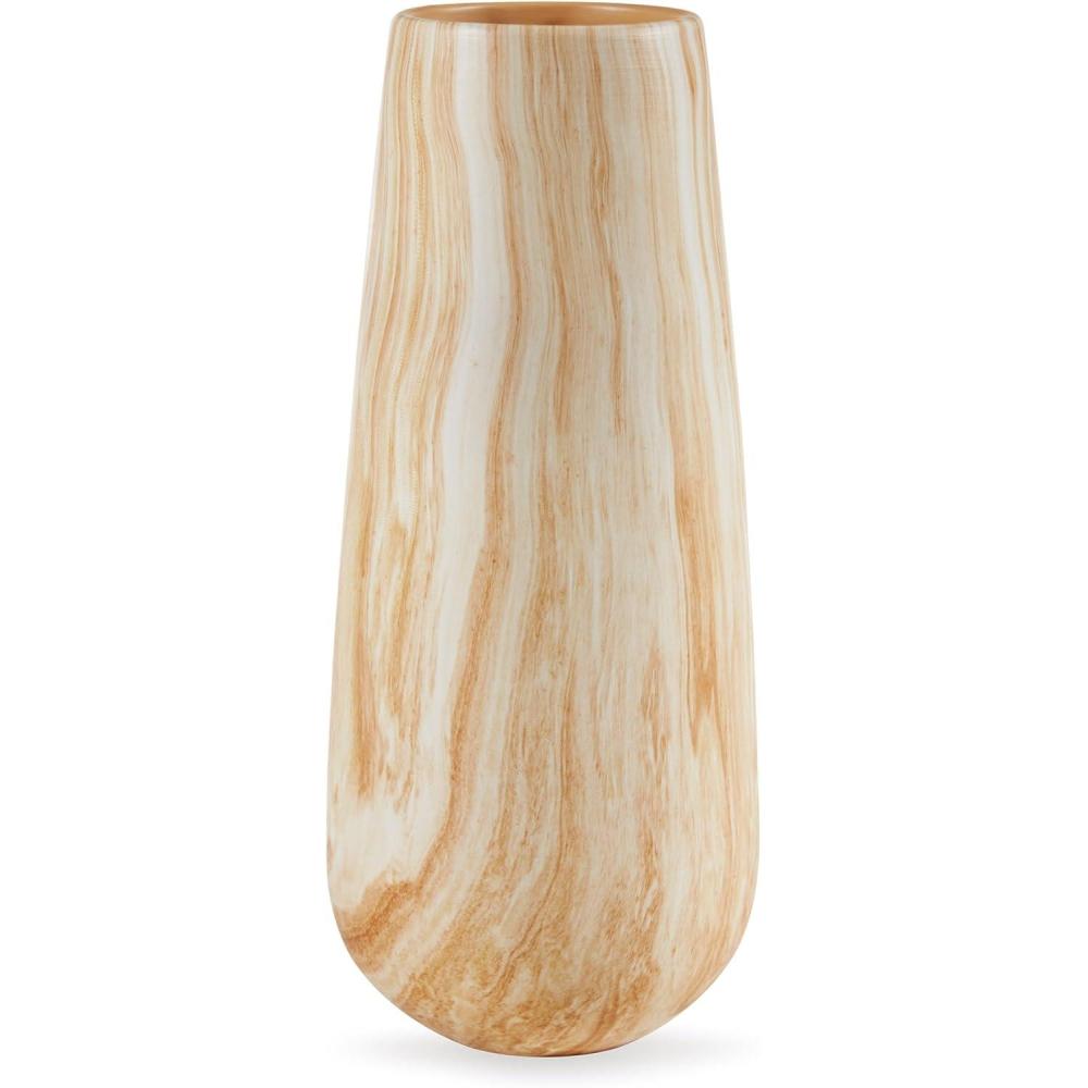 imageSignature Design by Ashley Cammen Contemporary Indoor 10 Abstract Ceramic Tabletop Vase with Wide Mouth Light Brown amp White14
