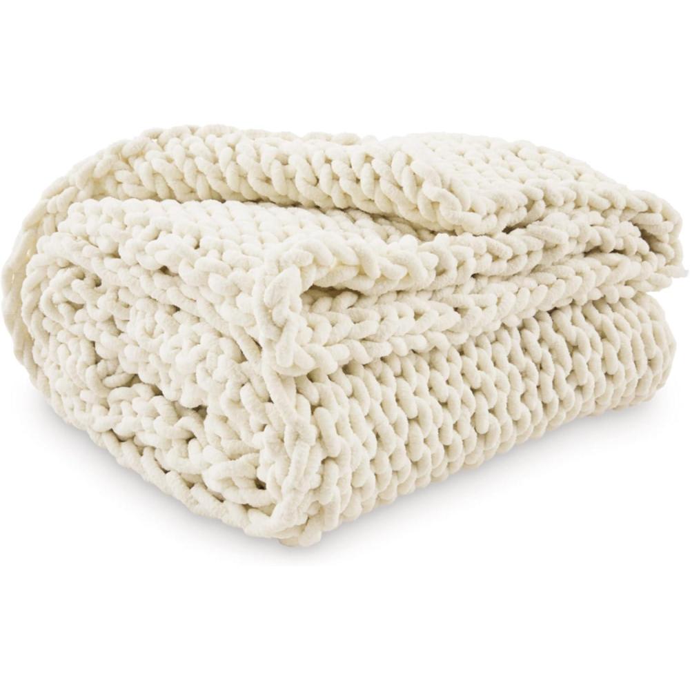 imageSignature Design by Ashley Chaddon Coastal Hand Knitted Throw BeigeBeige