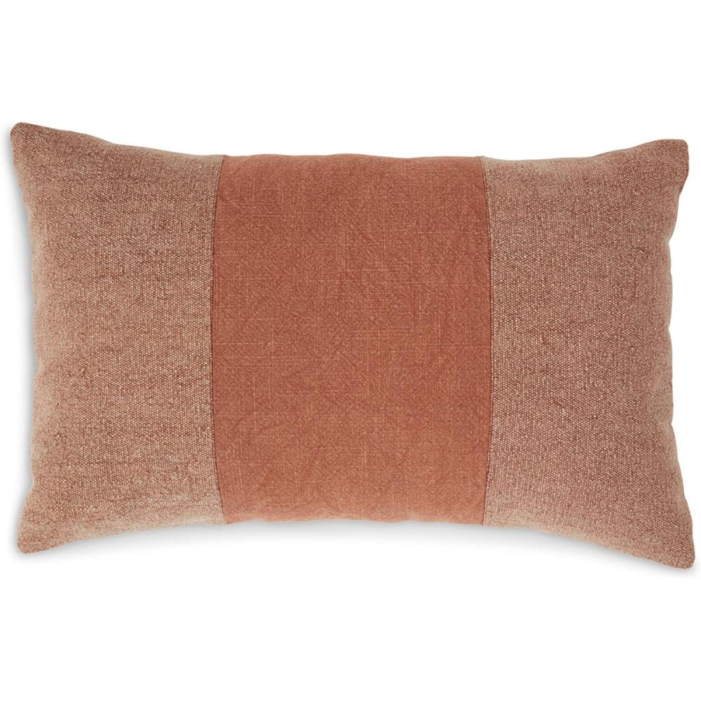 imageSignature Design by Ashley Dovinton Contemporary Rectangular Cotton Pillow with Stripe Design 22 x 14 Light Brown amp RedLight Brown  Red