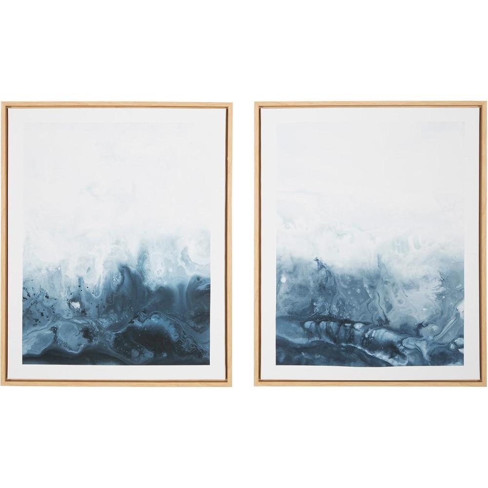 imageSignature Design by Ashley Holport Contemporary Abstract Framed Wall Art Set 2 Count Blue amp White