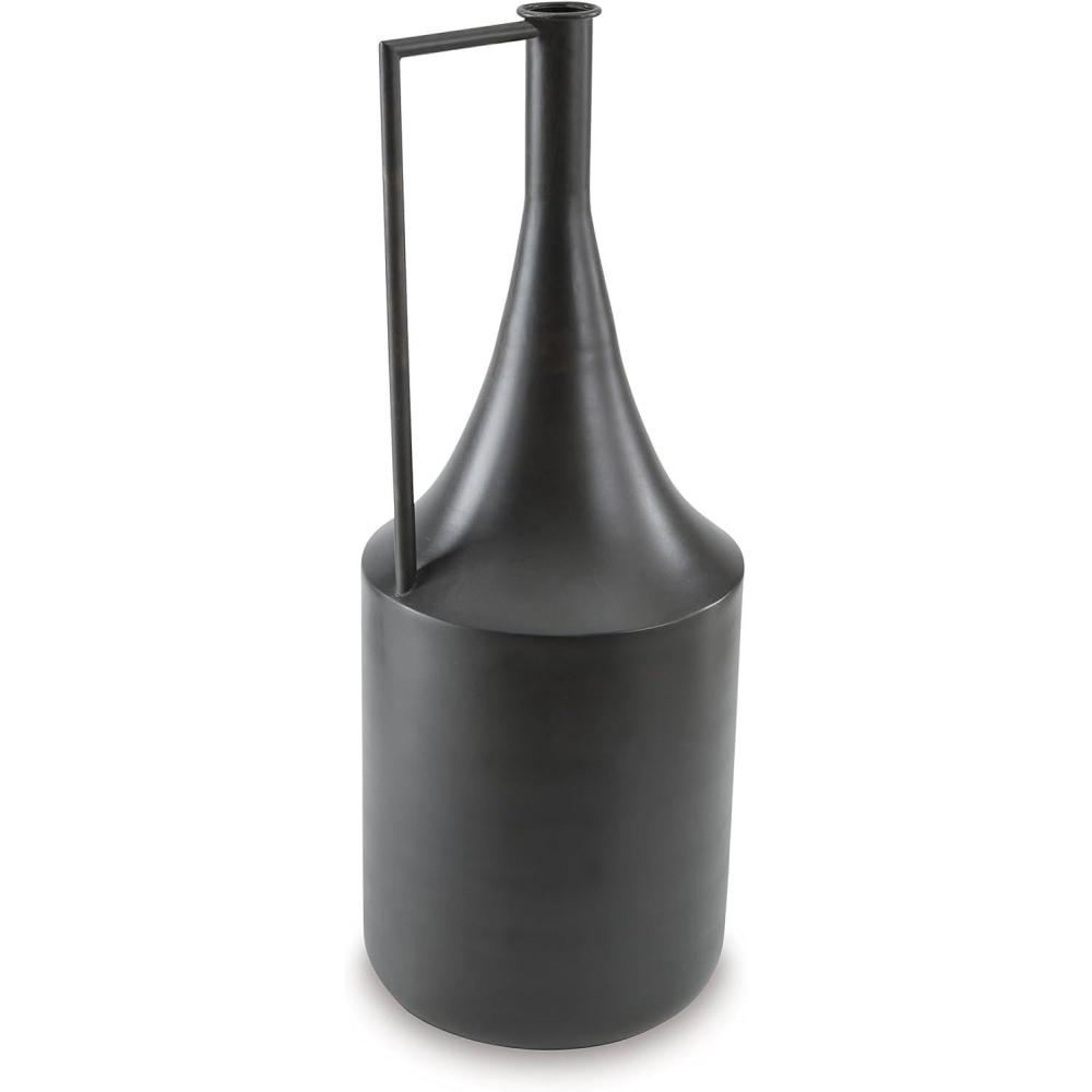 imageSignature Design by Ashley Zainforth Modern Indoor 20 Distressed Metal Tabletop Vase with Handle Dark Brown20