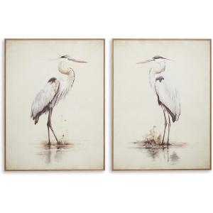 Signature Design by Ashley Aubinell Coastal Rectangular Framed Wall Art Set 30 x 40 Inches, Set of 2, Beige