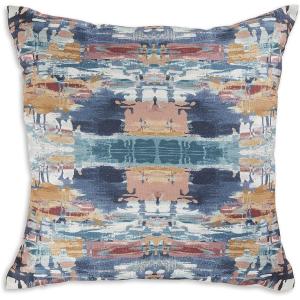 Signature Design by Ashley Kennick Casual Machine Washable Abstract Accent Pillow with Zipper Closure, Blue & Light Brown