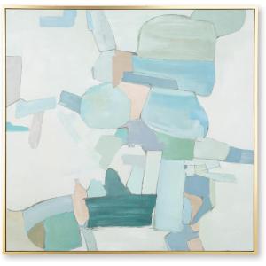 Signature Design by Ashley Wynburn Hand Painted Abstract Wall Art 48 x 48 Inches, Blue & White