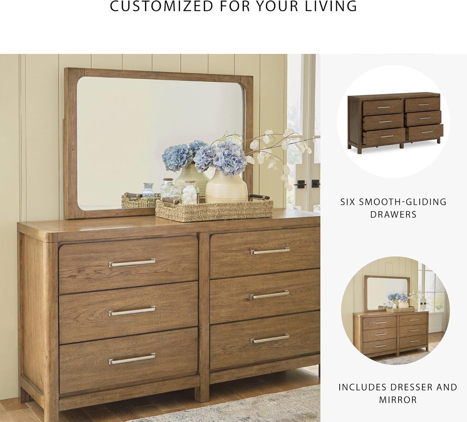 imageSignature Design by Ashley Cabalynn Casual California King Upholstered Bed Foundation or Box Spring Needed Light BrownDresser and Mirror