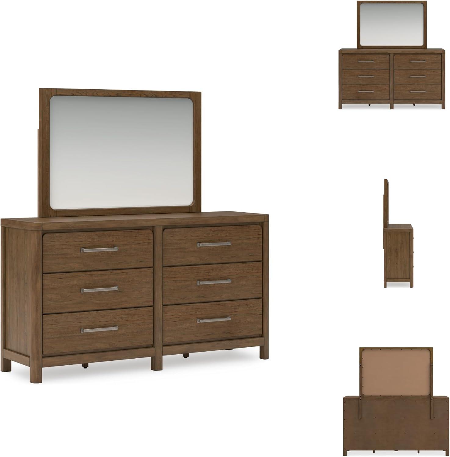 imageSignature Design by Ashley Cabalynn Casual California King Upholstered Bed Foundation or Box Spring Needed Light BrownDresser and Mirror