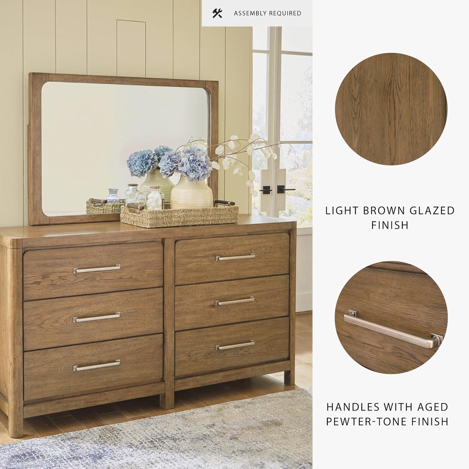 imageSignature Design by Ashley Cabalynn Casual California King Upholstered Bed Foundation or Box Spring Needed Light BrownDresser and Mirror