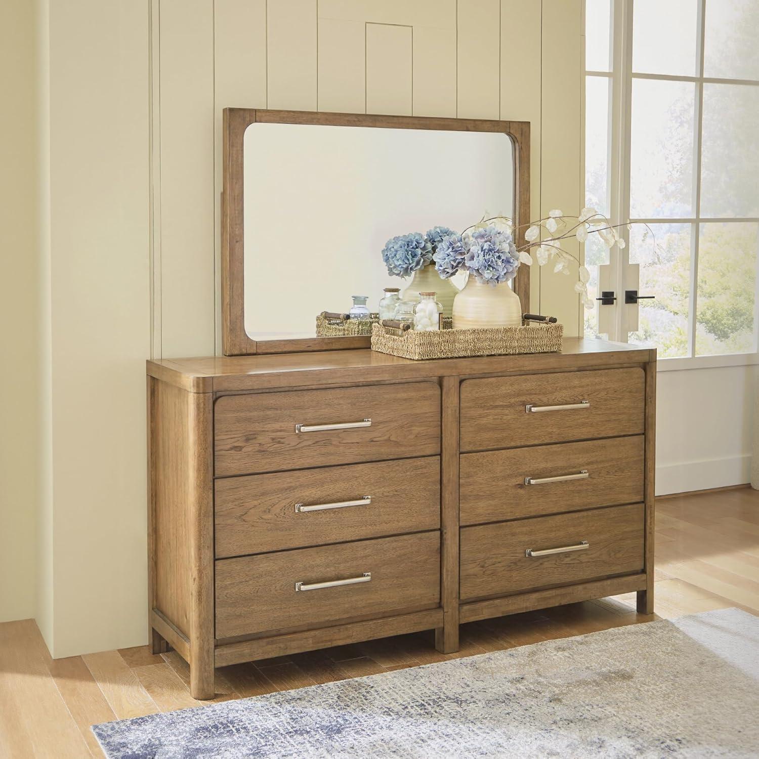 imageSignature Design by Ashley Cabalynn Casual California King Upholstered Bed Foundation or Box Spring Needed Light BrownDresser and Mirror
