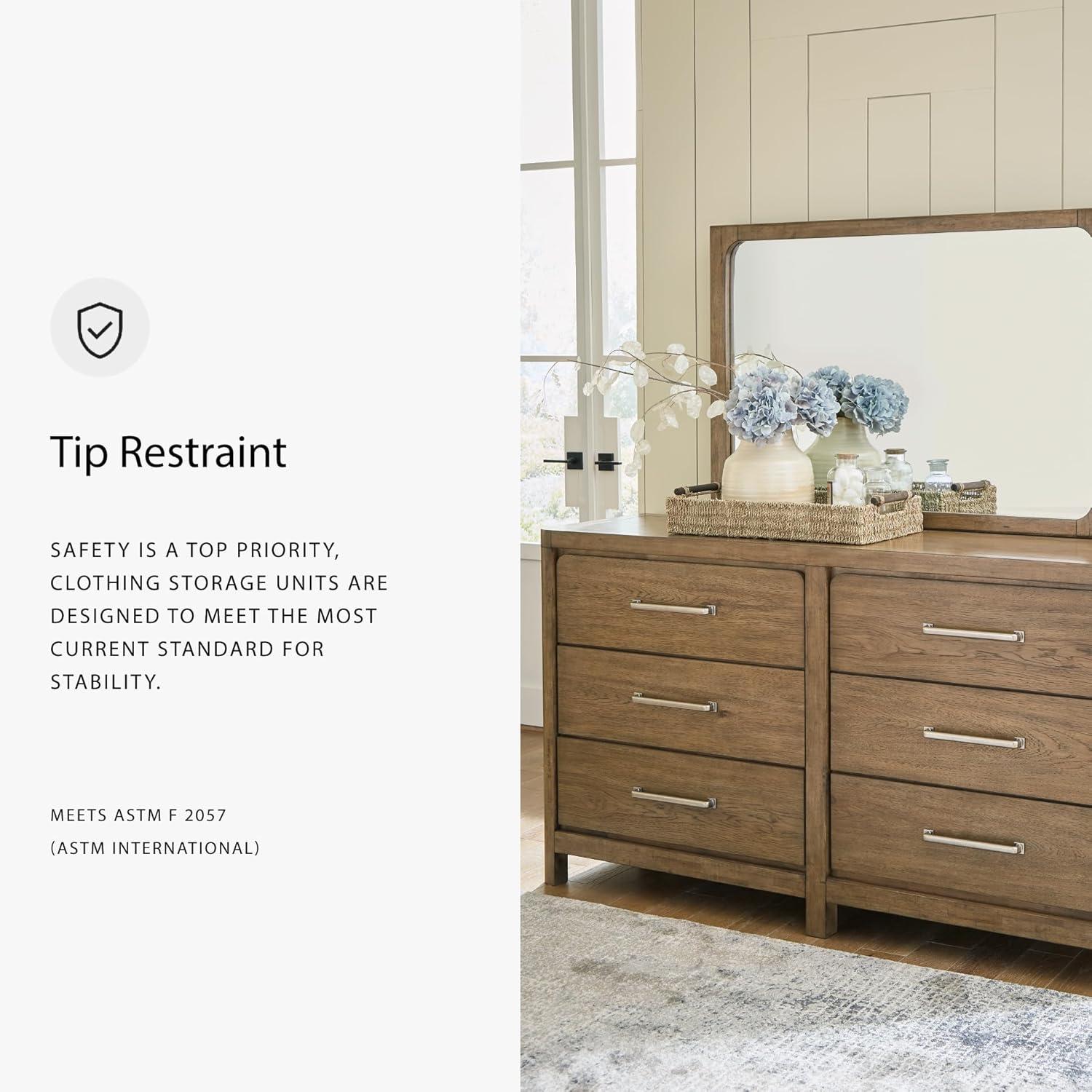 imageSignature Design by Ashley Cabalynn Casual California King Upholstered Bed Foundation or Box Spring Needed Light BrownDresser and Mirror