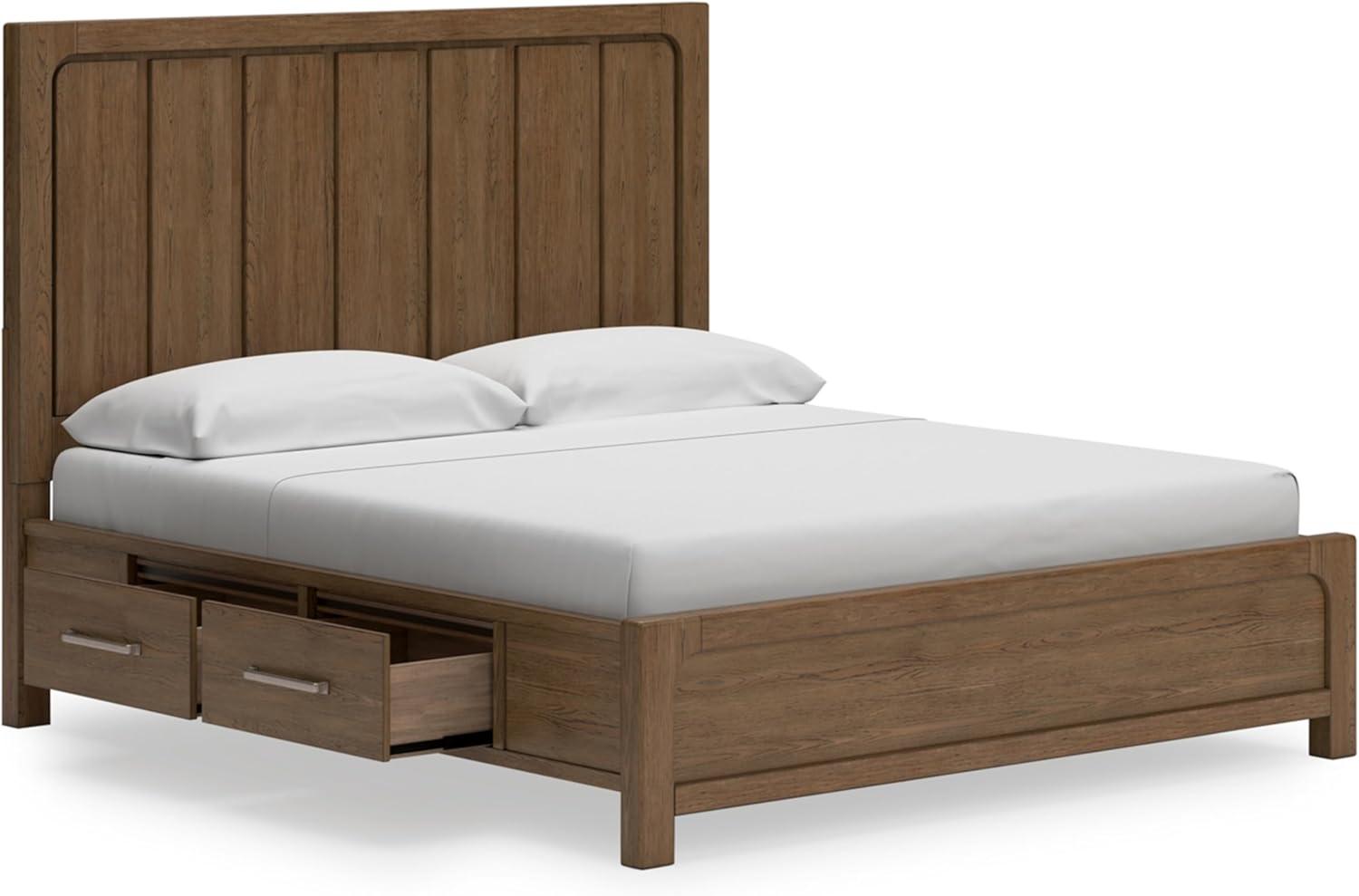 imageSignature Design by Ashley Cabalynn Casual California King Upholstered Bed Foundation or Box Spring Needed Light BrownKing Panel Bed with Storage