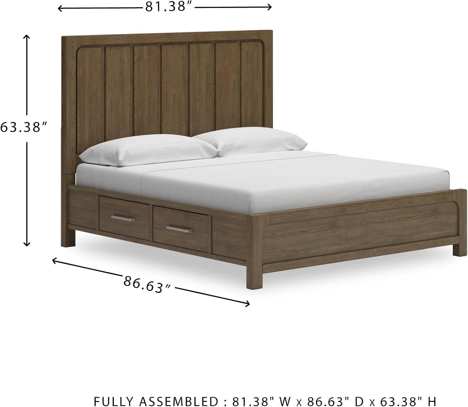 imageSignature Design by Ashley Cabalynn Casual California King Upholstered Bed Foundation or Box Spring Needed Light BrownKing Panel Bed with Storage