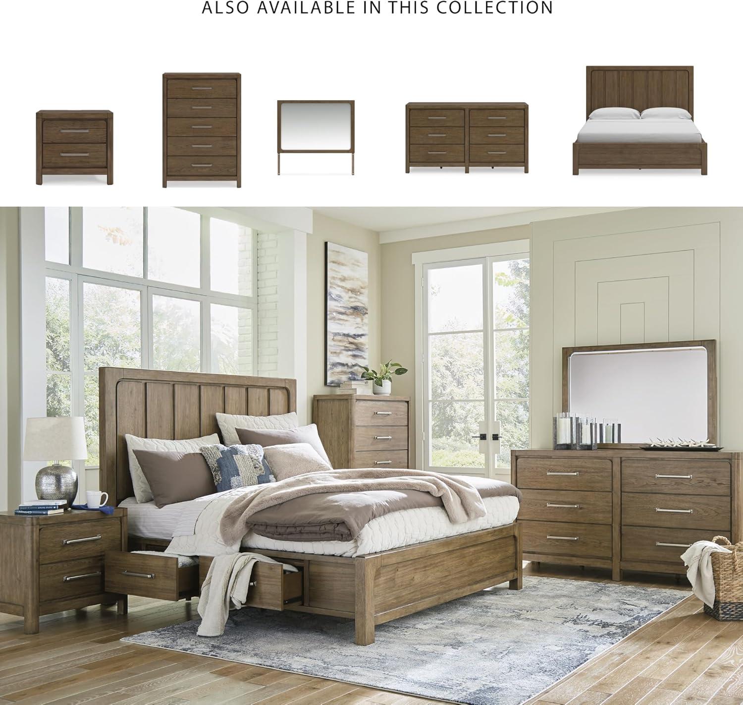 imageSignature Design by Ashley Cabalynn Casual California King Upholstered Bed Foundation or Box Spring Needed Light BrownKing Panel Bed with Storage