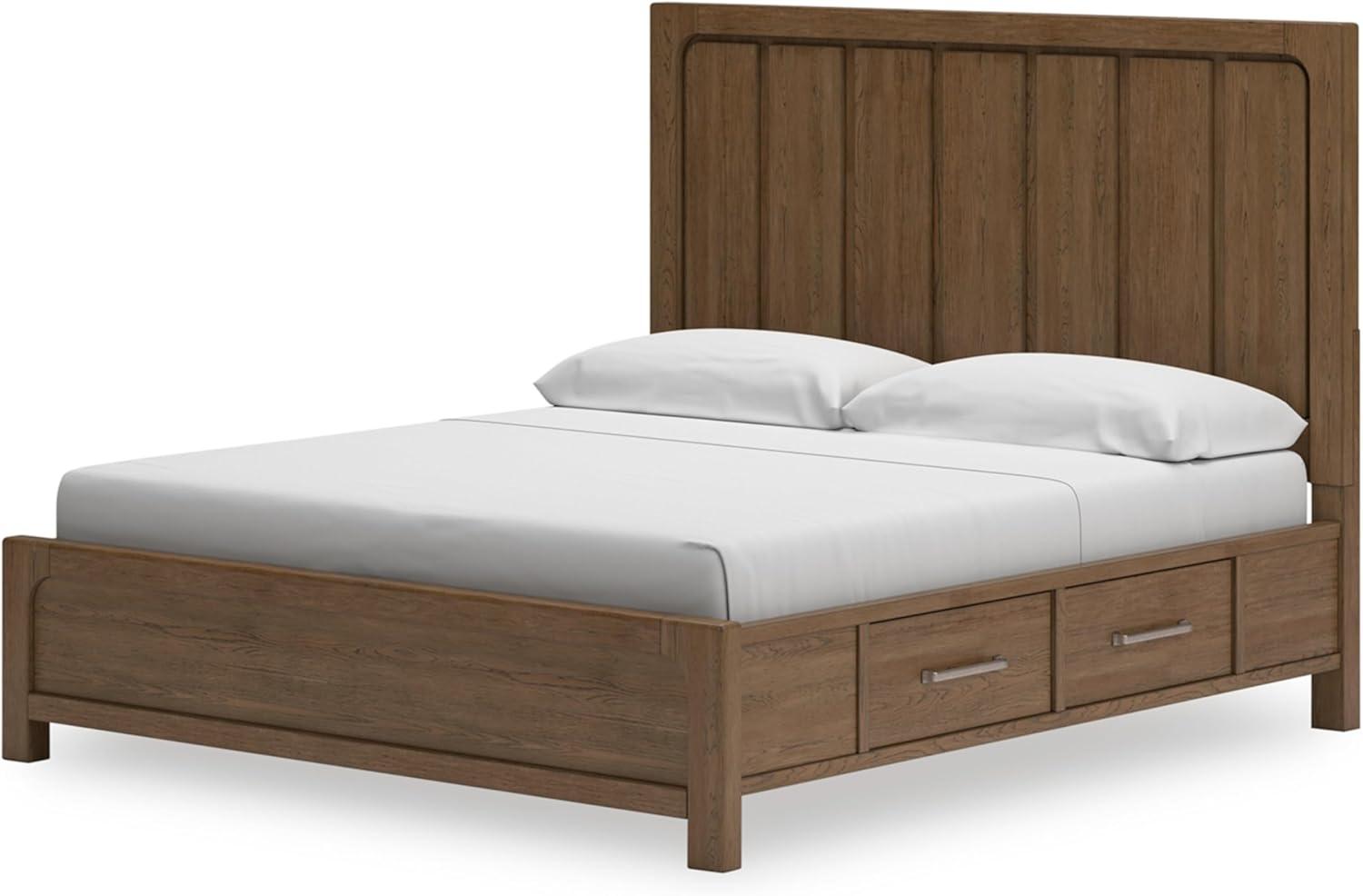 imageSignature Design by Ashley Cabalynn Casual California King Upholstered Bed Foundation or Box Spring Needed Light BrownKing Panel Bed with Storage
