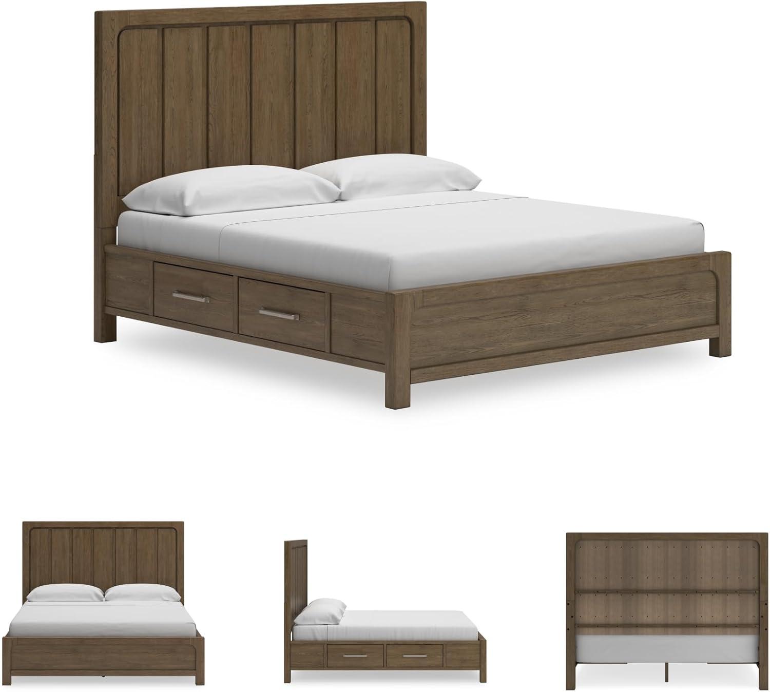 imageSignature Design by Ashley Cabalynn Casual California King Upholstered Bed Foundation or Box Spring Needed Light BrownKing Panel Bed with Storage