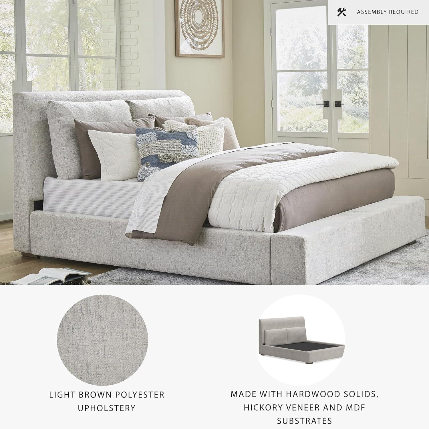 imageSignature Design by Ashley Cabalynn Casual California King Upholstered Bed Foundation or Box Spring Needed Light BrownKing Upholstered Bed