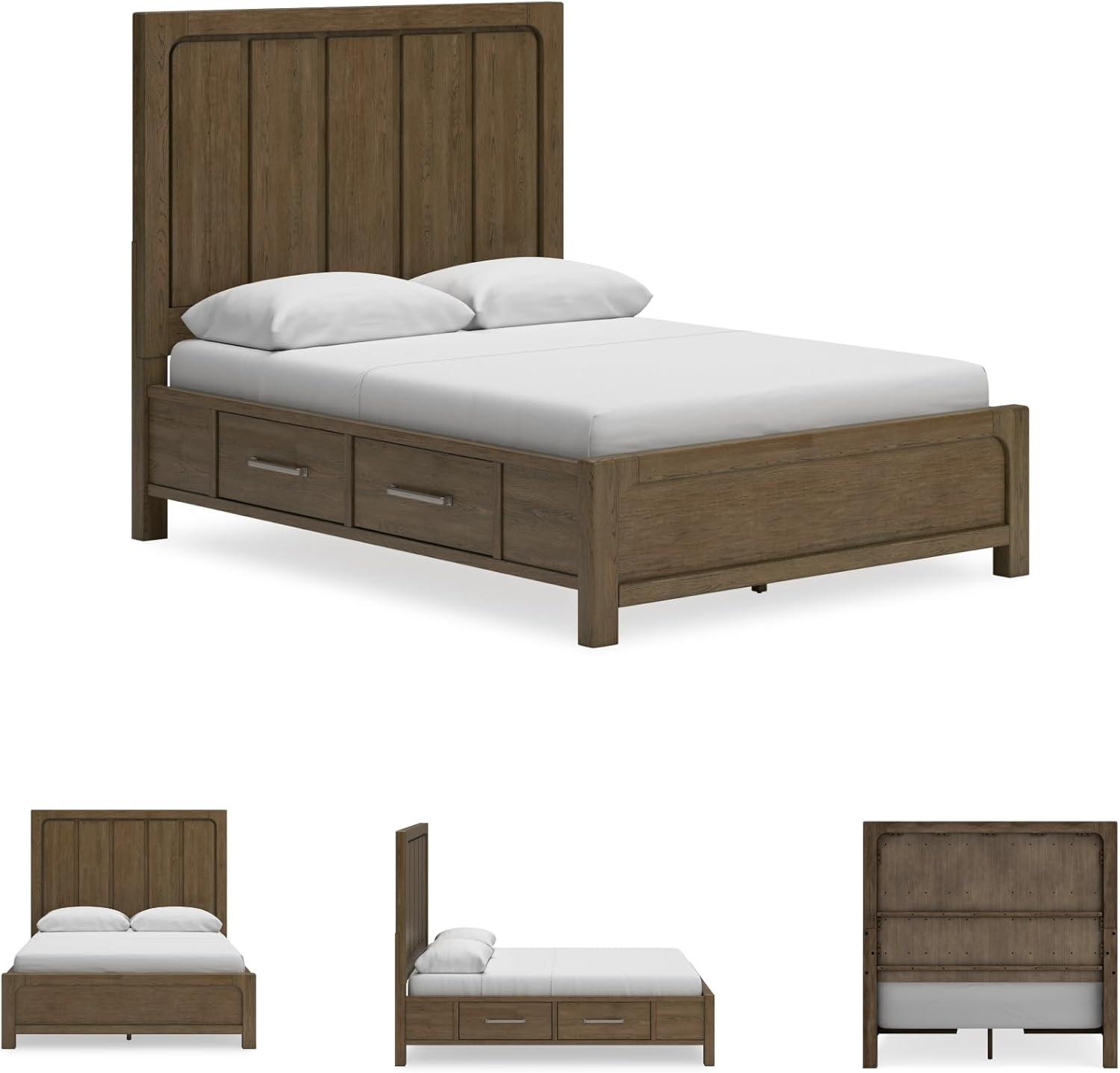 imageSignature Design by Ashley Cabalynn Casual California King Upholstered Bed Foundation or Box Spring Needed Light BrownQueen Panel Bed with Storage