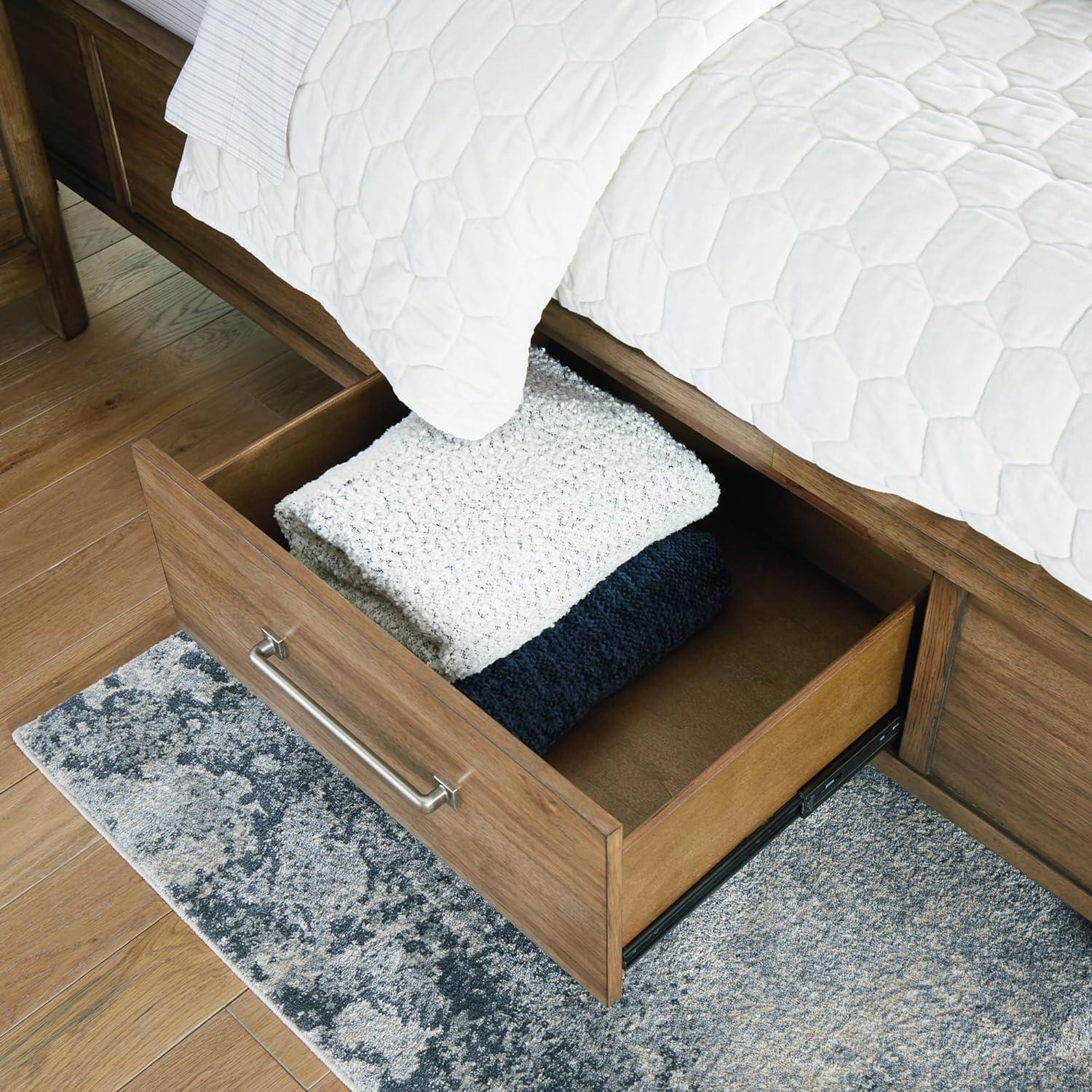 imageSignature Design by Ashley Cabalynn Casual California King Upholstered Bed Foundation or Box Spring Needed Light BrownQueen Panel Bed with Storage